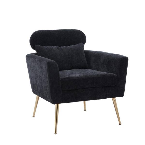 black chenille armchair