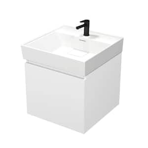 SHARP 18.9 in. W x 18.8 in. D x 22.9 in. H Wall Mounted Bath Vanity in Glossy White  with Vanity Top Basin in White