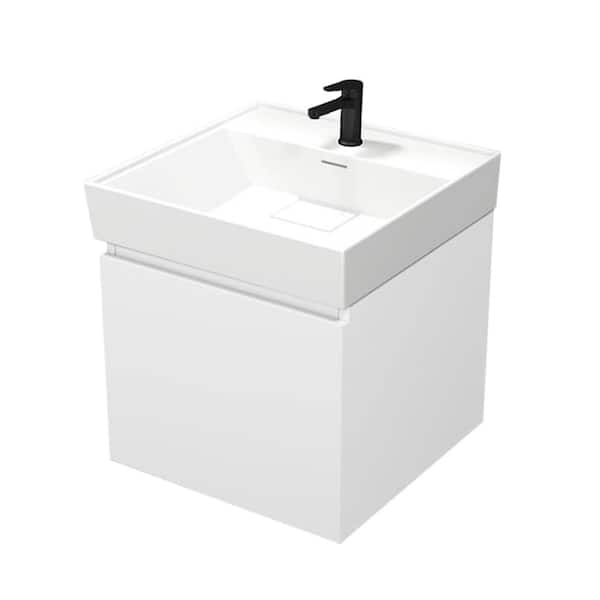 Nameeks SHARP 18.9 in. W x 18.8 in. D x 22.9 in. H Wall Mounted Bath Vanity in Glossy White  with Vanity Top Basin in White