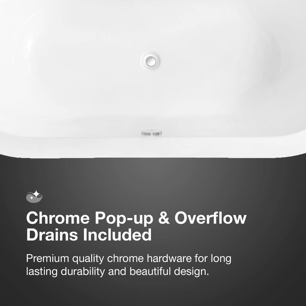 75'' White Acrylic Freestanding Soaking Bathtub