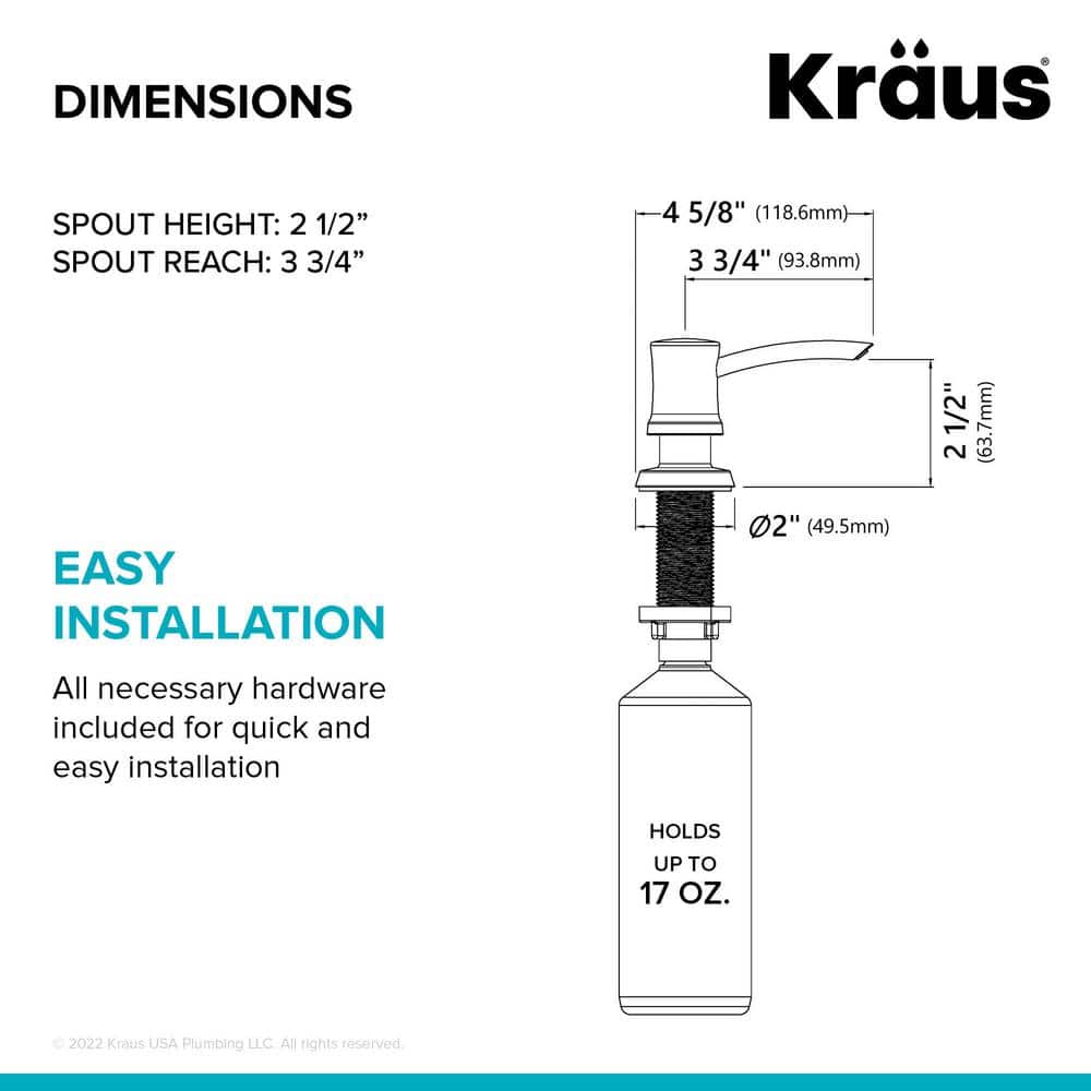 Stainless Steel Easy-Push Kitchen Soap and Lotion Dispenser