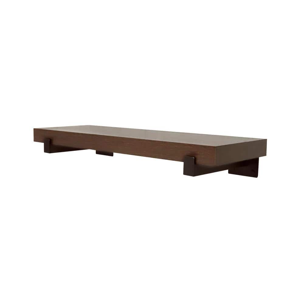 Classic Farmhouse 35.4 in. W x 8.25 in. D Barn-Wood Finish MDF Quick Mount Bracket Decorative Wall Shelf price history on PriceWatchPro