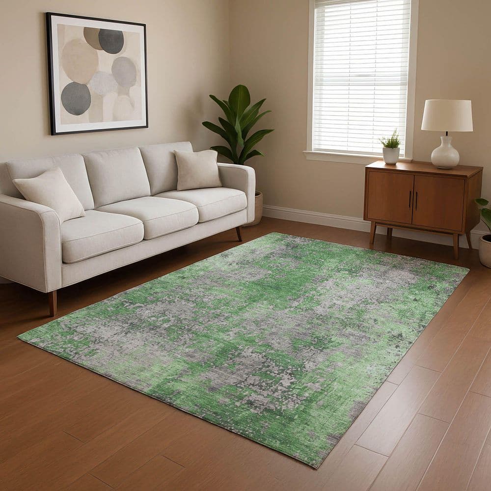 Mayfield Premium Machine Washable Abstract AMF1789 Green 8 ft. x 10 ft. Area Rug price history on PriceWatchPro