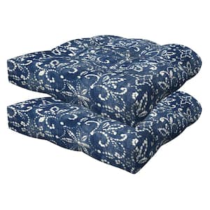 Outdoor Tufted Dining Seat Cushion Boheme Indigo (Set of 2)