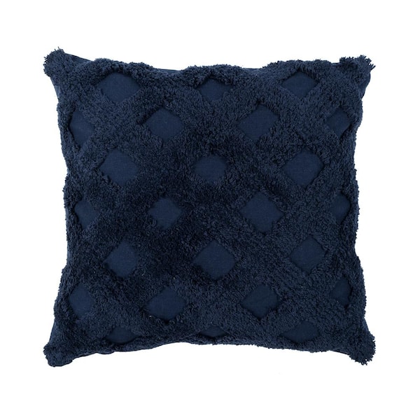 Lush Decor Tufted Navy Diagonal Decorative 20 in. x 20 in. Throw Pillow Cover