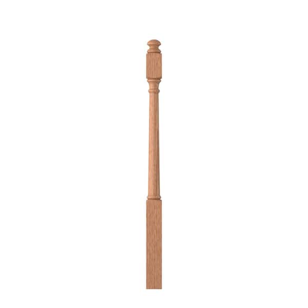 3 in. D x 3 in. W x 47.625 in. H  Unfinished Red Oak Wood Short Utility Mushroom Top Newel