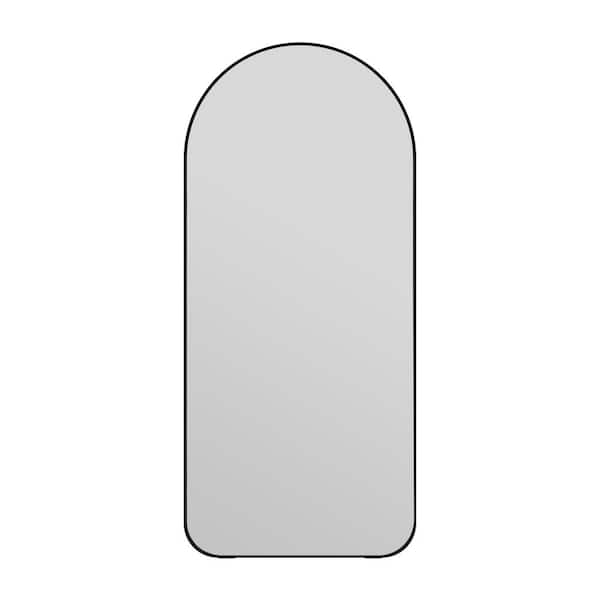 32 in. W x 71 in. H Oversized Arch Black Full Length Mirror Big Full