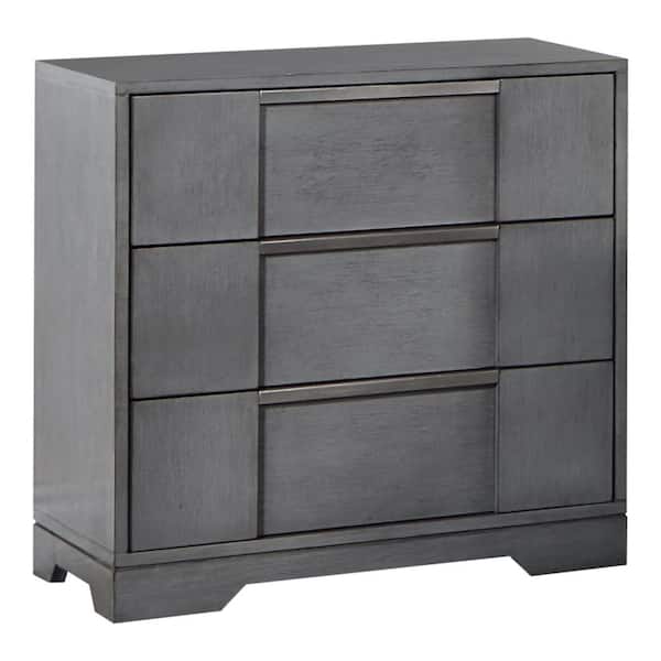 Invern Gray 3-Drawer Nightstand