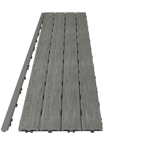 y*iFTWO（FNTC ）BLACK DECK 157 W NewTechWood 1/12 ft. x 1 ft. Quick Deck Composite Deck Tile