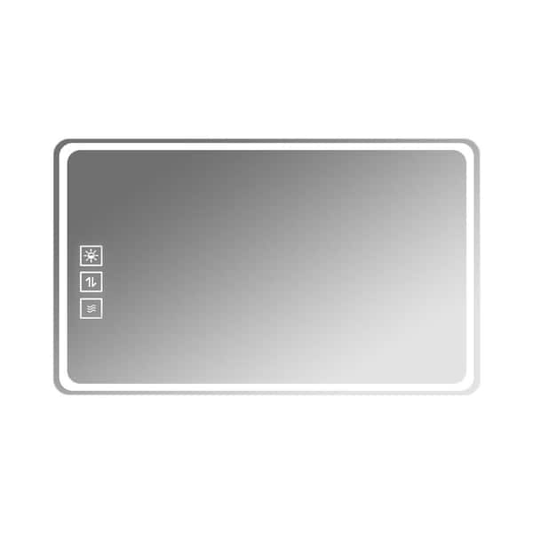 Tenleaf 24 in. W x 40 in. H Front Lights Wall Mounted Anti-Fog Rectangular Frameless Silver Mirror