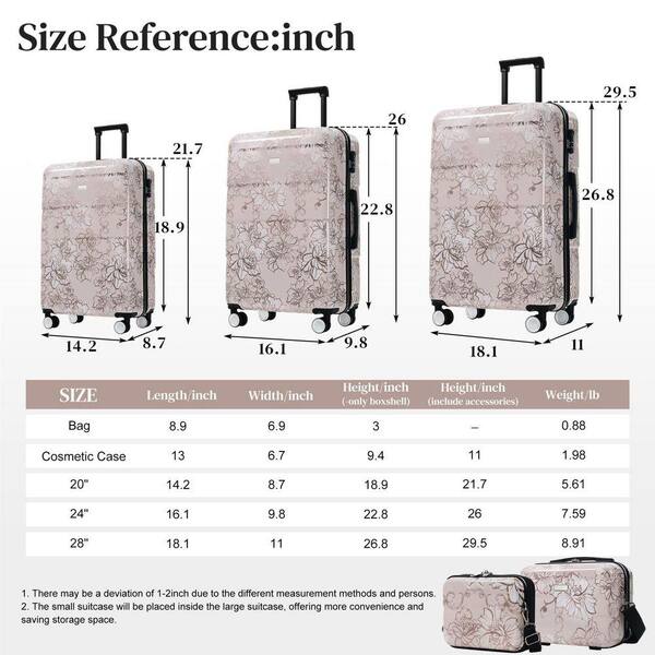 INNOBULE 5 Pieces Luggage Set Pink Flower Polycarbonate Hardside w