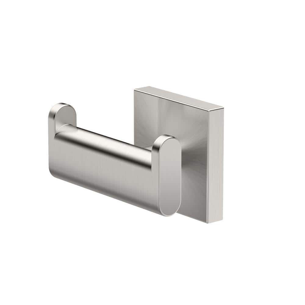 Satin Nickel Double Robe Hook with Brushed Finish
