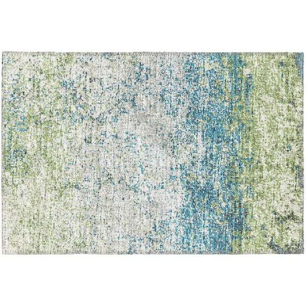 Addison Rugs Rylee Green 1 ft. 8 in. x 2 ft. 6 in. Geometric Indoor/Outdoor Area Rug