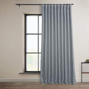 Heather Grey Faux Linen Extra Wide Room Darkening Curtain - 100 in. W X 84 in. L (1 Panel)