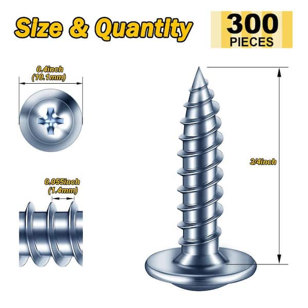 #8 x 3/4 in. Blue Zinc Phillips Truss Head Self-Tapping Wood Screws (300-Pack)