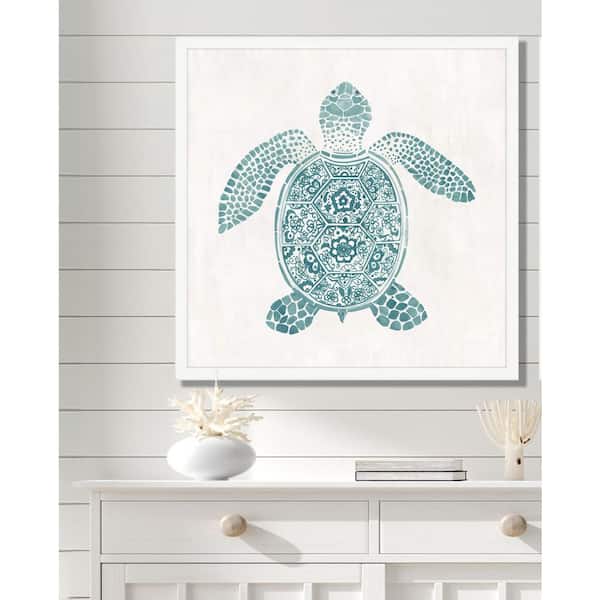 Oriental Turtle in White I Framed Giclee Art Print 22 in. x 22 in.