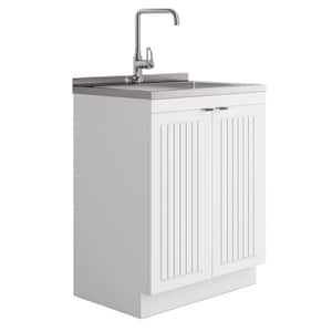 Murphy All-In-One 28 in. Utility Laundry Sink with Cabinet in Pure White Drop-In