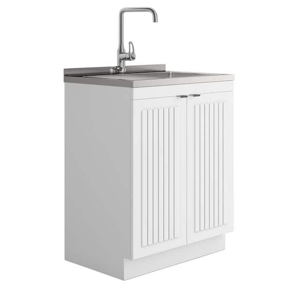 Murphy All-In-One 28 in. Utility Laundry Sink with Cabinet in Pure White Drop-In