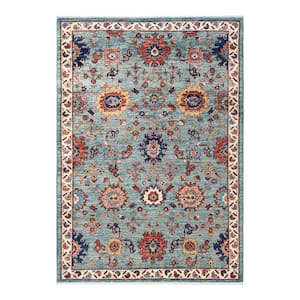 Serapi Light Blue 4 ft. x 6 ft. Tribal Wool Indoor Area Rug