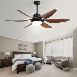 54 in. Indoor Brown Ceiling Fan with Dimmable Led Light ABS Blades Remote Control Reversible DC Motor