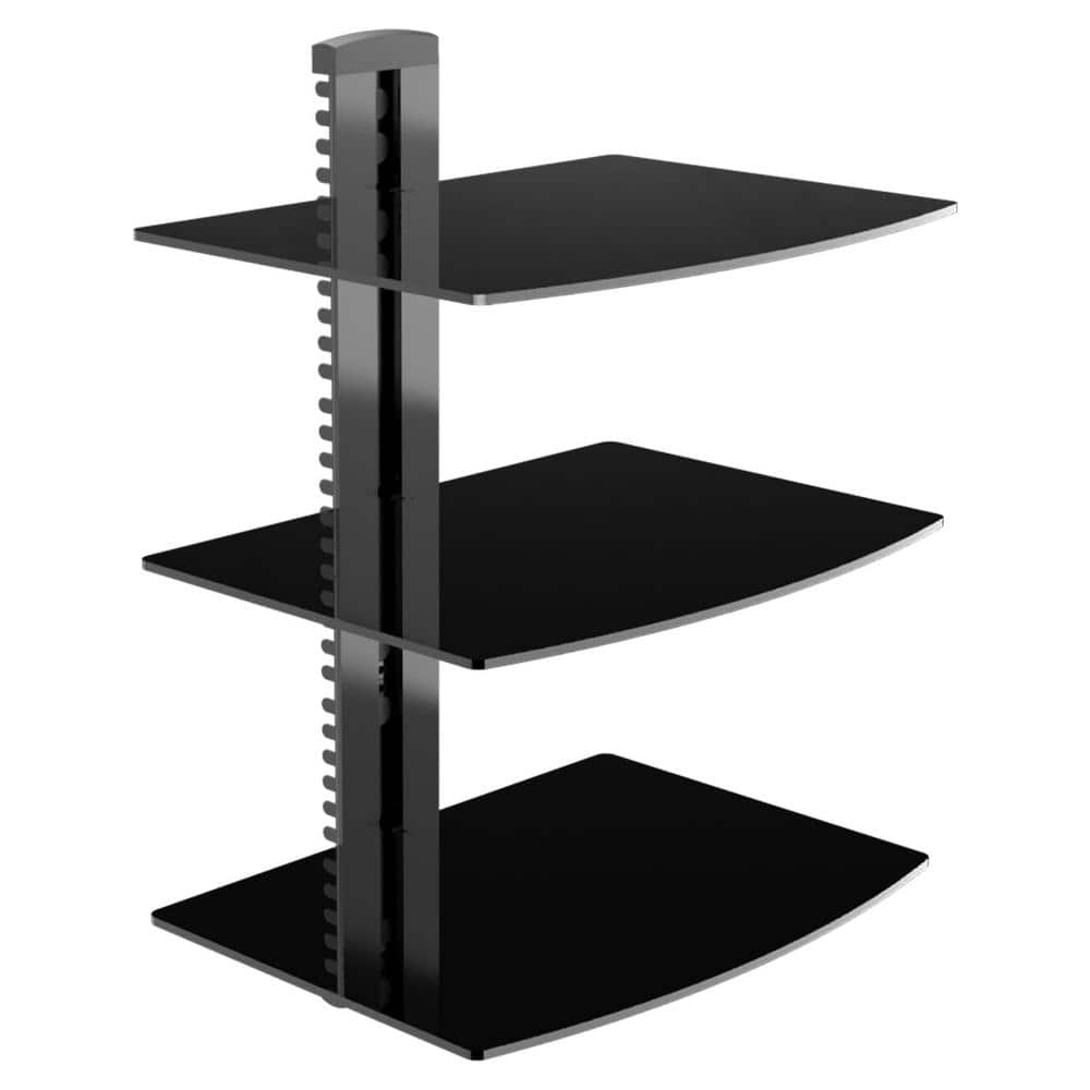 3-Layer Floating Glass Shelf Wall Mount Bracket for DVD Players and Cable Boxes, Black price history on PriceWatchPro