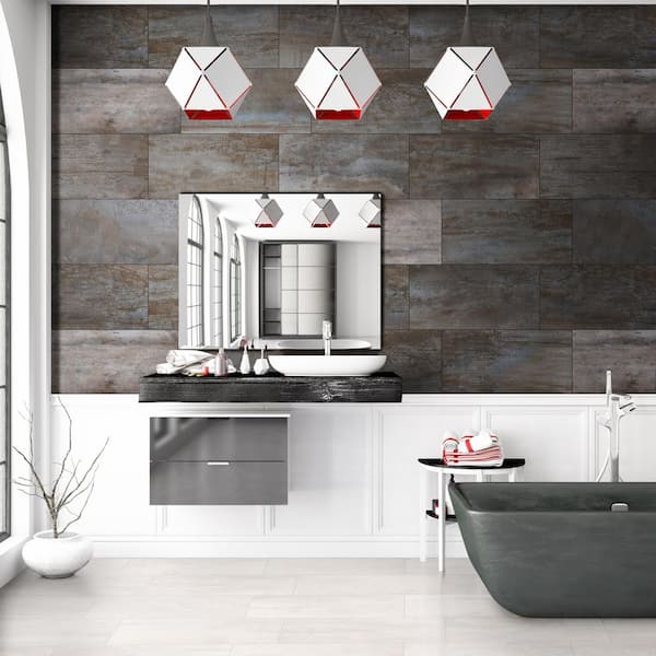 ALFI brand 12 x 24 White Matte Stainless Steel Vertical Double Shelf B -  Luxury Bath Collection