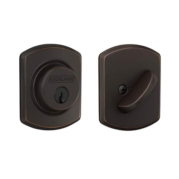 Schlage B60 Series Greenwich Aged Bronze Single Cylinder Deadbolt ...