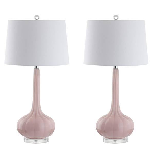 Photo 1 of Bette 28.5 in. Pink Glass Teardrop Table Lamp (Set of 2)