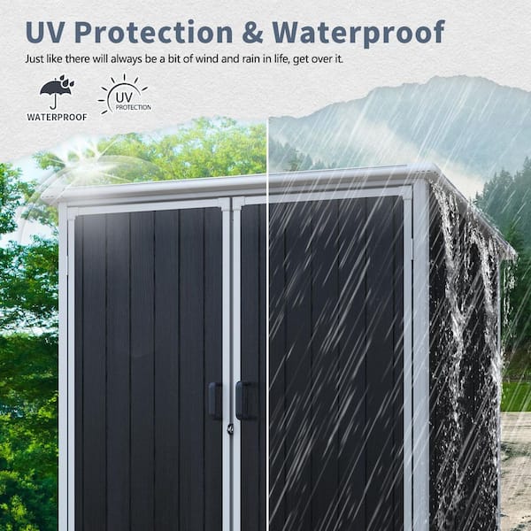 Ama pear Black 5 ft. W x 3 ft. D Resin Outdoor Waterproof Storage