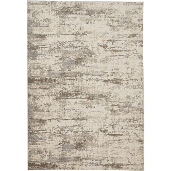 HomeRoots Brown, Ivory Abstract 2 ft. x 8 ft. Area Rug