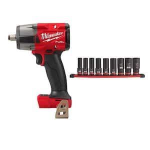 M18 FUEL Gen-2 18V Lithium-Ion Brushless Cordless Mid Torque 1/2 in. Impact Wrench (Tool-Only) w/9-piece Socket Set