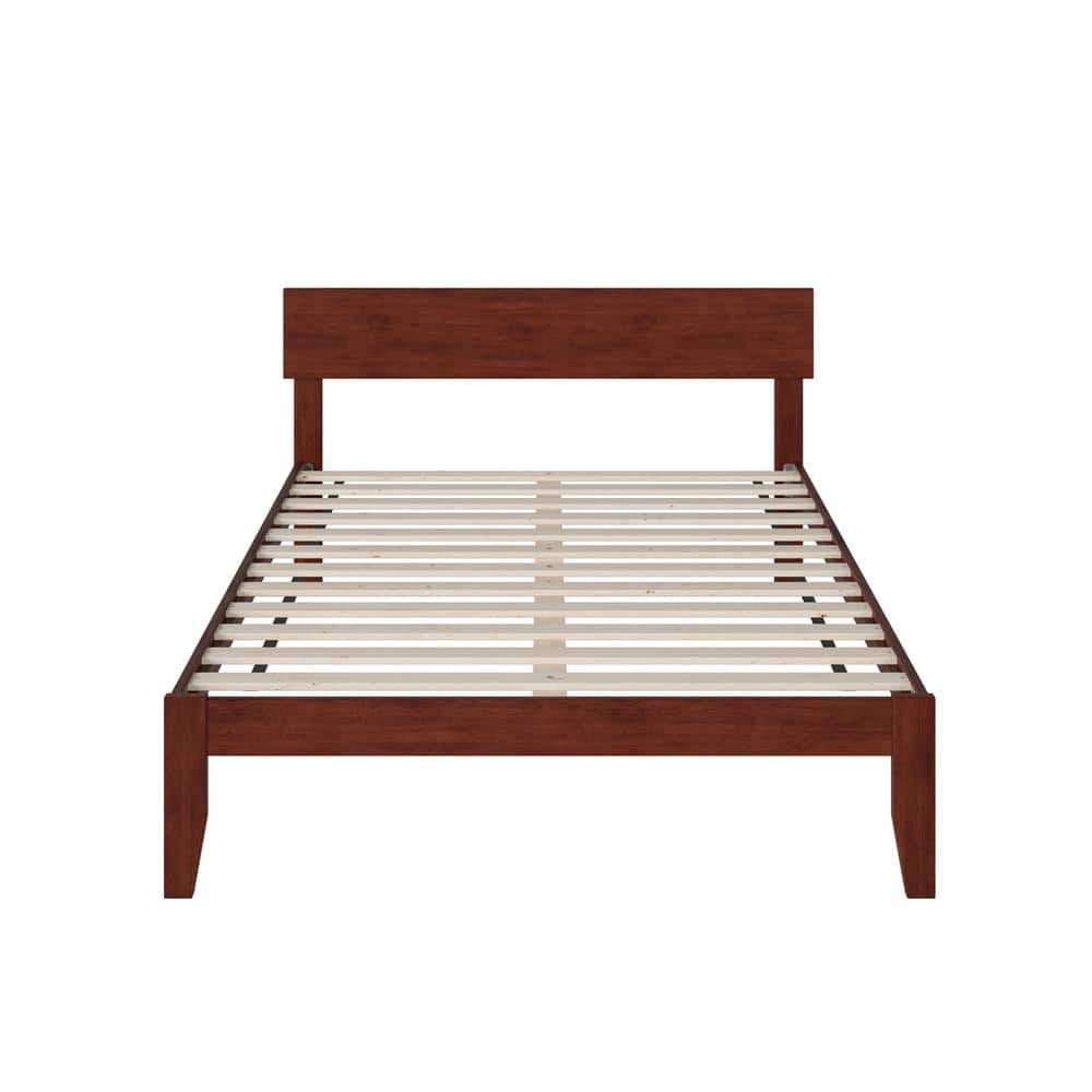 Walnut Full Size Platform Bed with Panel Headboard