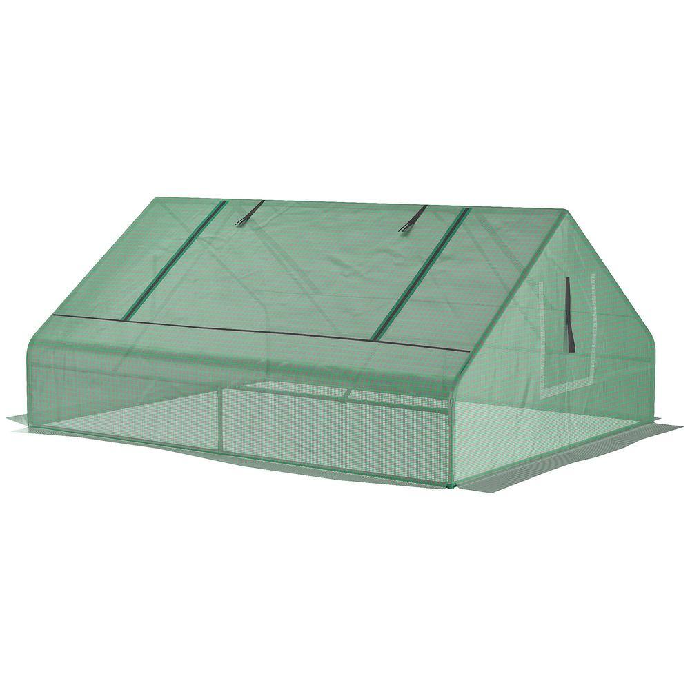 Mini Steel Tunnel Greenhouse with Zipper Windows and Doors - 71 in. x 55 in
