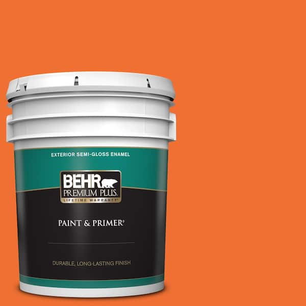 BEHR PREMIUM PLUS 5 gal. #S-G-240 Dragon Fire Semi-Gloss Enamel Exterior Paint & Primer