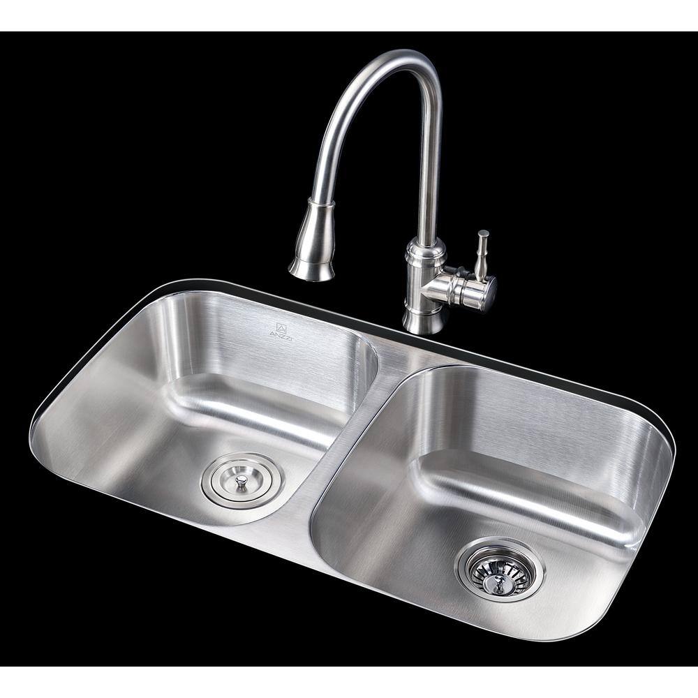 Moore 32'' Double Bowl Stainless Steel Undermount Kitchen Sink