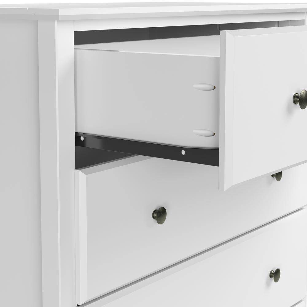 White Solid Pine 5-Drawer Shaker Style Bedroom Chest