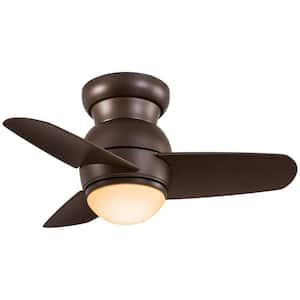 Spacesaver 26 in. Integrated LED Indoor Oil Rubbed Bronze Ceiling Fan with Light with Wall Control