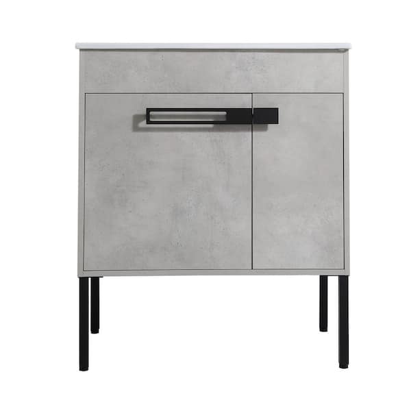 30 in. W x 18.3 in. D x 35 in. H Single Sink Freestanding Bath Vanity in Gray with White Ceramic Vanity Top