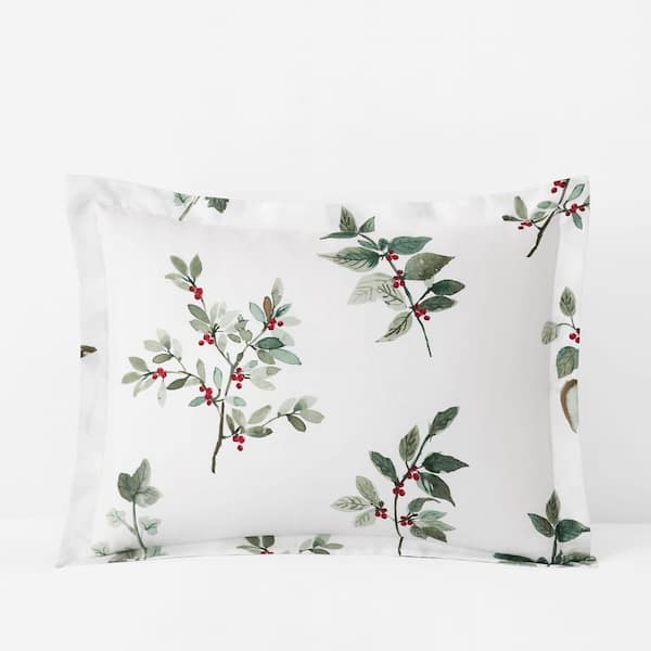 Company Cotton Floral Berry Green Sateen Sham