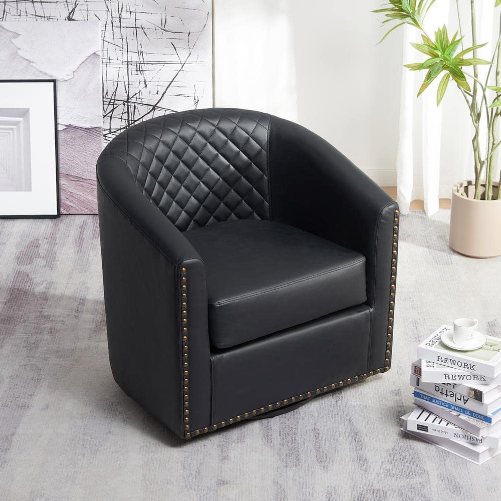 Black Leather Diamond Pattern Gold Club Chair Black Leather Diamond Pattern Gold Club Chair