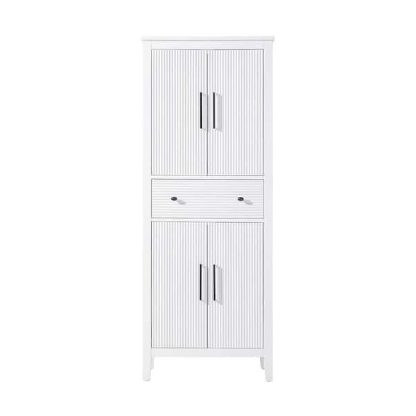 28 in. W x 18 in. D x 72 in. H White Freestanding Linen Cabinet