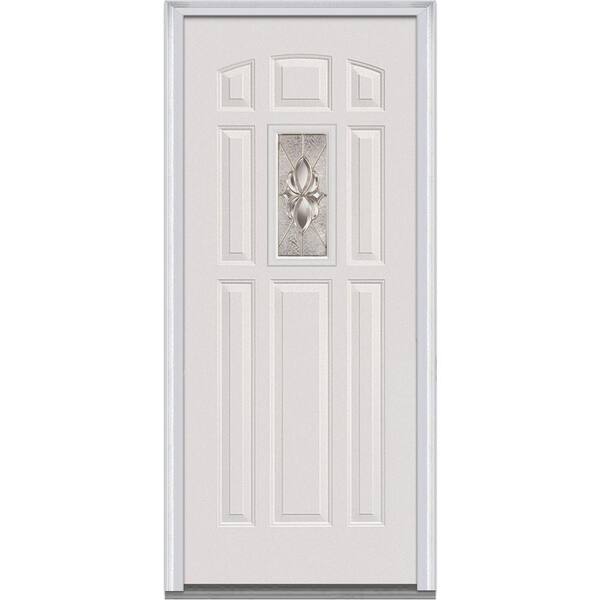 MMI Door 36 in. x 80 in. Heirloom Master Left-Hand Inswing 1-Lite Decorative 8-Panel Painted Fiberglass Smooth Prehung Front Door