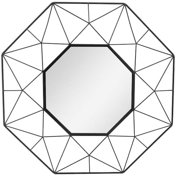 Medium Octagonal Black Metal Frame Modern Mirror (25 in. H x 25 in. W)