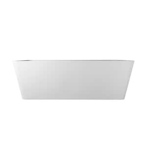 Moray 67 in. Solid Surface Stone Resin Flatbottom Freestanding Bathtub Soaking Bathtub in Matte White