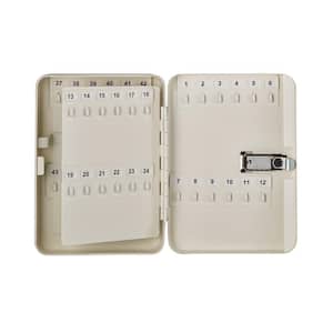 48-Key Steel Heavy-Duty Safe Lock Box Key Cabinet with Combination Lock, White with 100-Key Tags