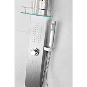 Coastal Series 44 in. Full Body Shower Panel System with Heavy Rain Shower and Spray Wand in Brushed Steel