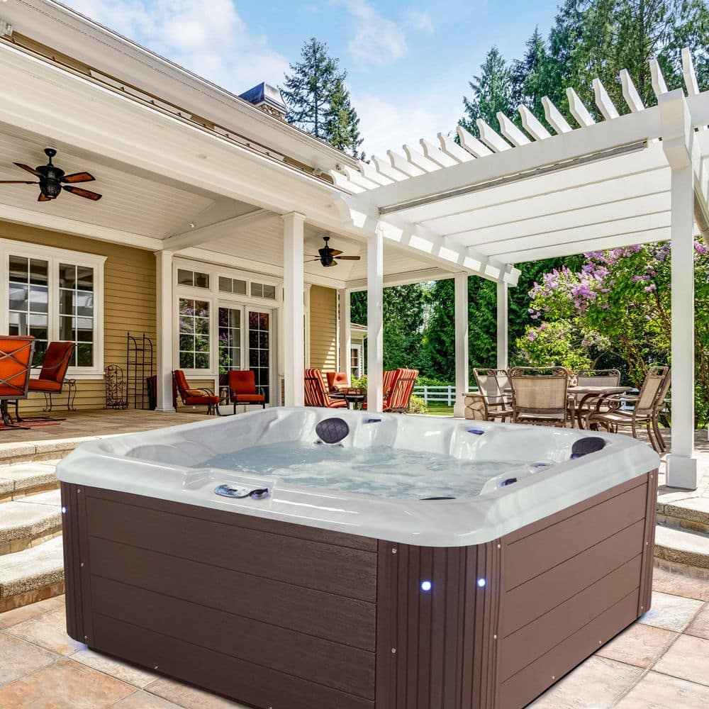Grand Banks 6-Person Espresso Acrylic Hot Tub with LED Lighting