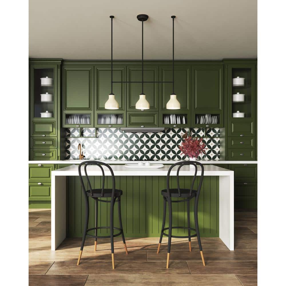 Westlake 3-Light Matte Black Nickel Island Pendant with Opal Glass
