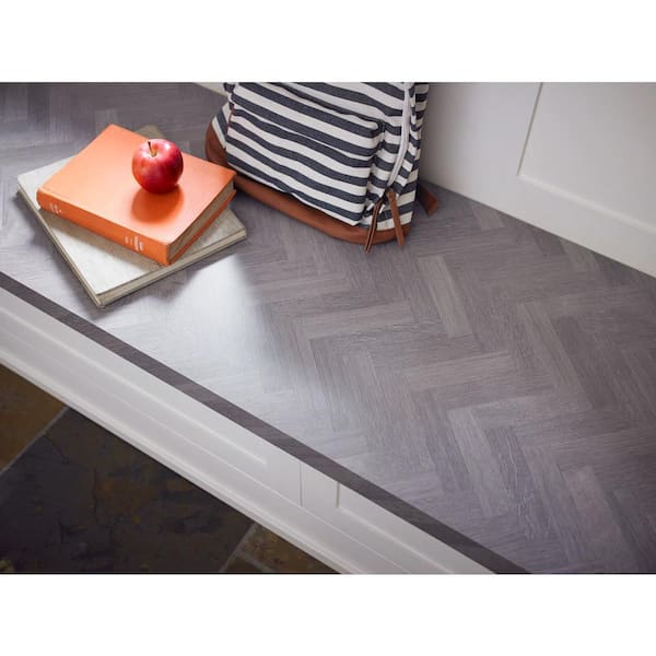 4 ft. x 8 ft. Laminate Sheet in Silver Oak Herringbone with Matte Finish