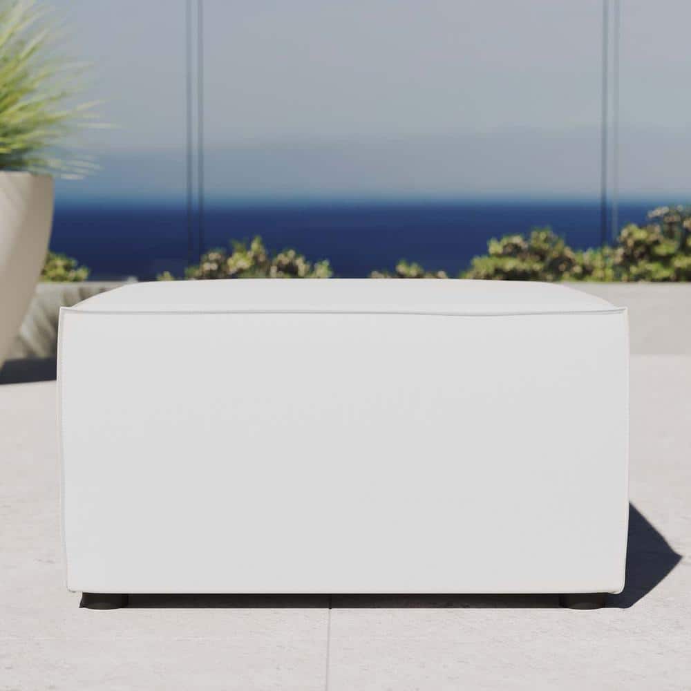 White Aluminum Outdoor Upholstered Ottoman